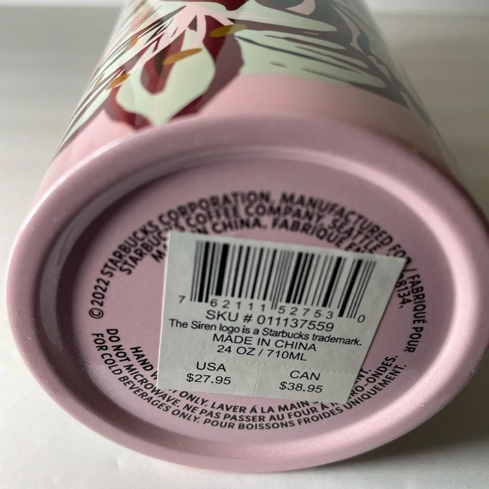 New Starbucks Pink Enchanted Forest Stainless Steel Tumbler - Picture 7 of 8